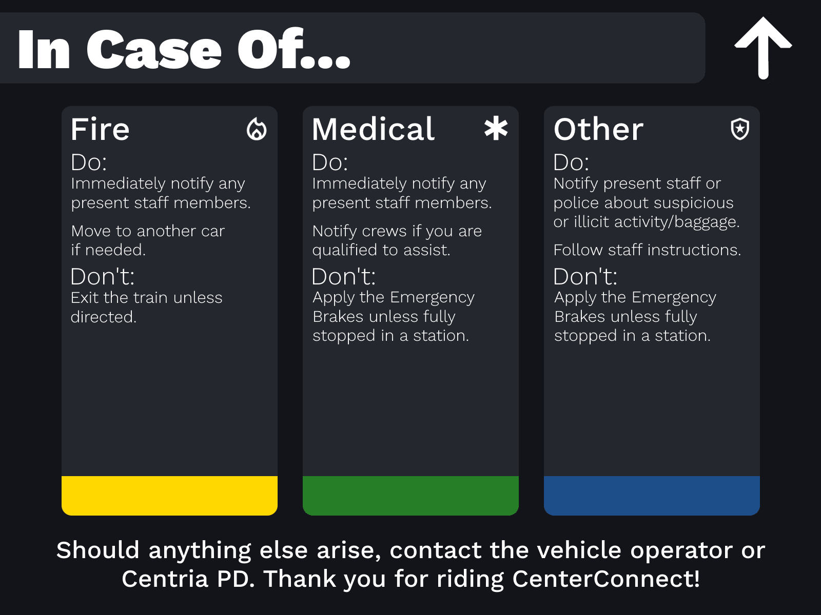 CMTD emergency instruction sticker